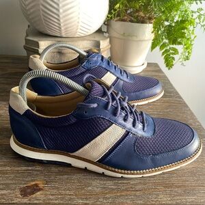 Cole Haan Grand OS Suede Lace Up Fashion Sneakers Shoes Mens 7 Navy White Tan